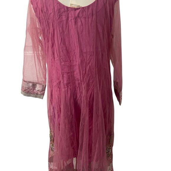 Pakistani Indian Party Dress Purple Size 44 Handmade - Picture 2 of 16